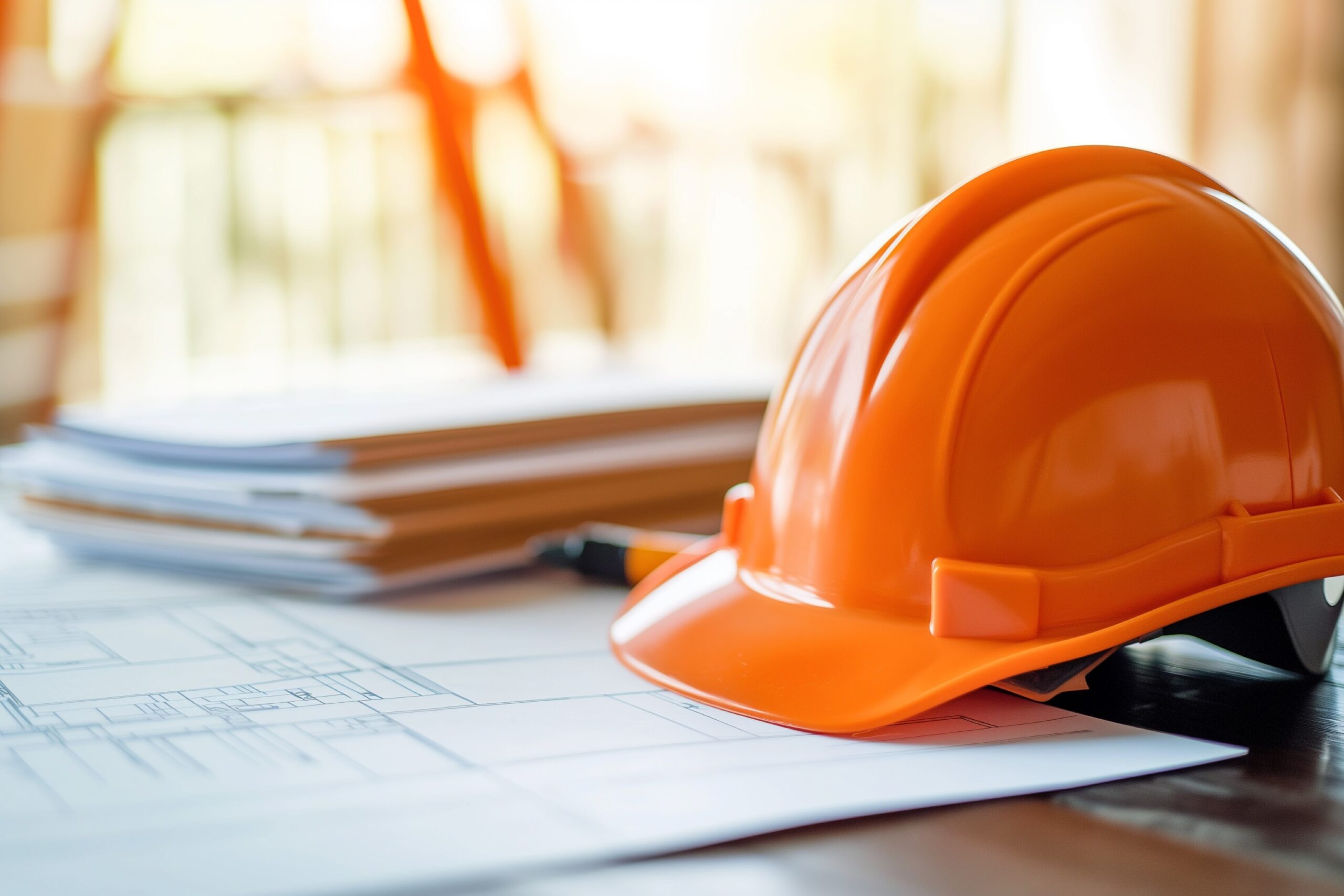 construction helmet and project on paper, light background --no effects --ar 16:9 Job ID: 4f5793cb-2d1b-445c-b6c8-197fb27557dc