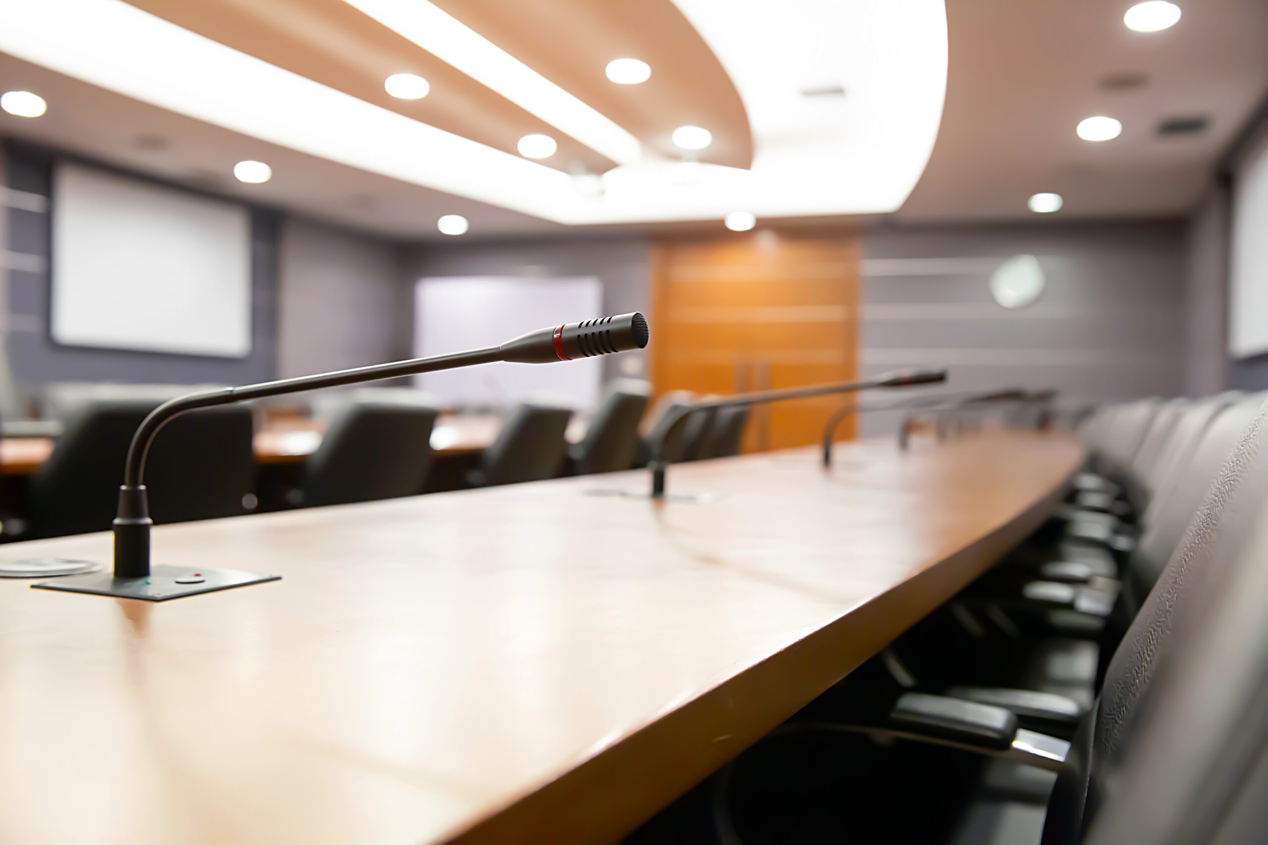 Professional meeting microphone at Meeting room,Background image.
