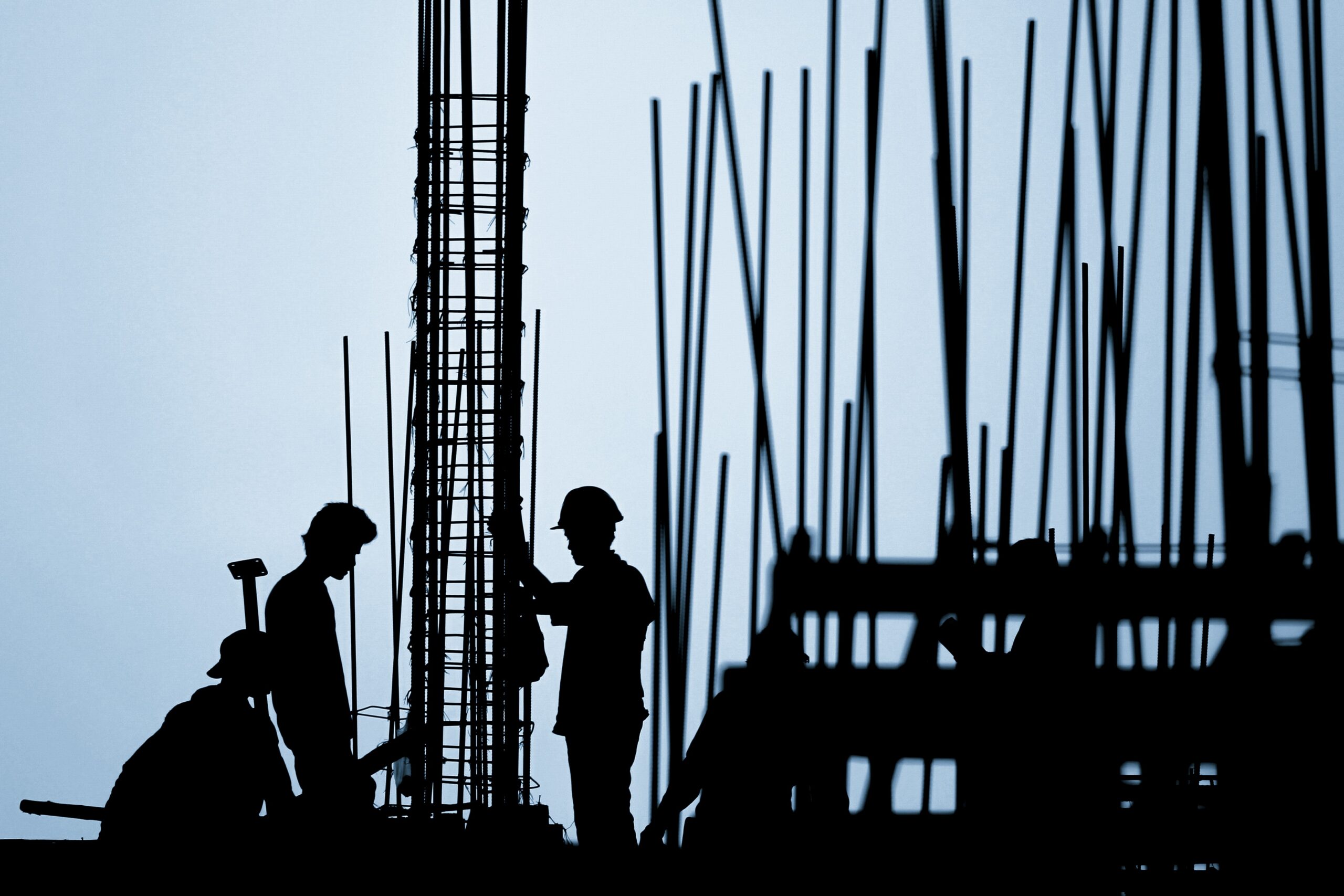 construction worker silhouette on the work place
